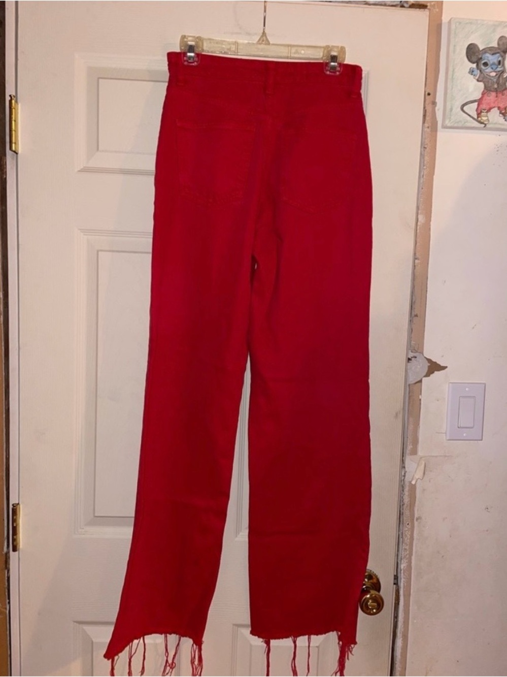 Zara Red Wide-Leg High-Rise Jeans